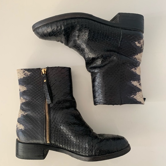 & Other Stories Shoes - & Other Stories Anaconda snakeskin ankle boots